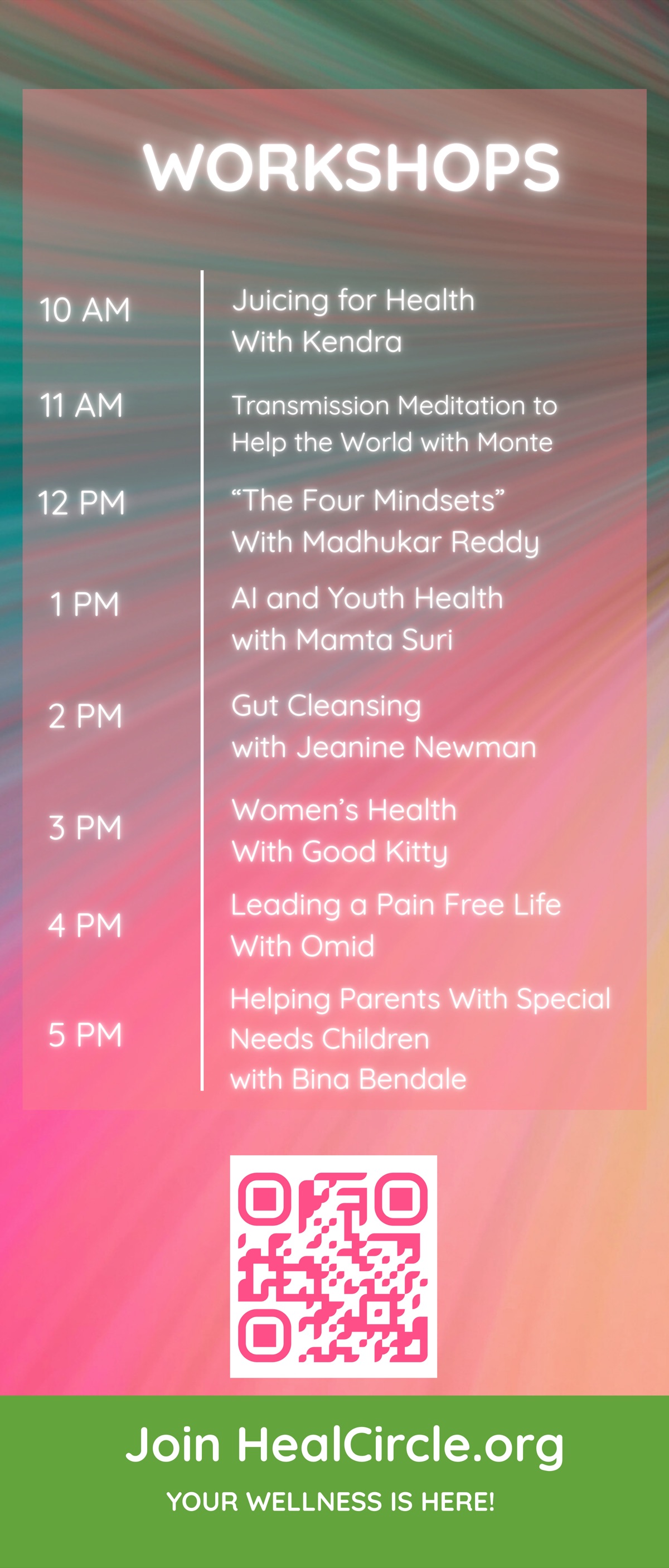 HEALFest WORKSHOPS schedule